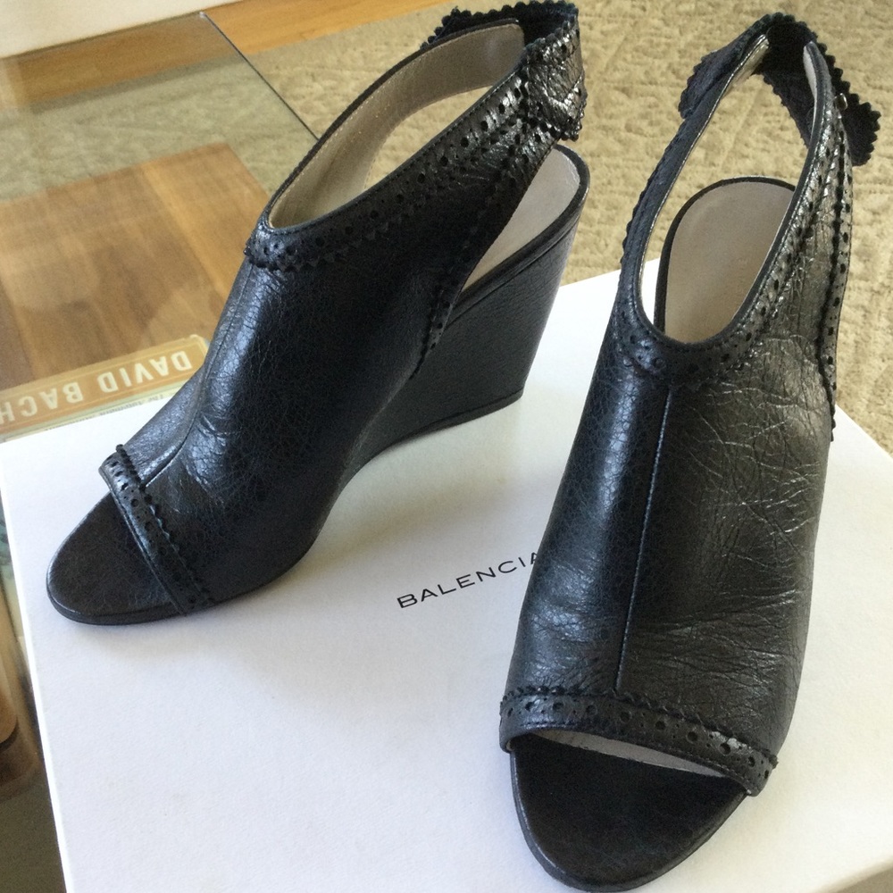 BALENCIAGA Black Wedges